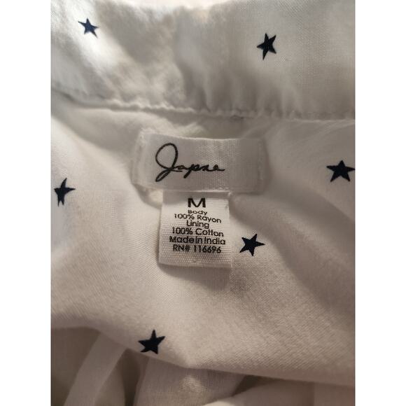 Japna White Blue Stars lined Sleeveless Button Down Shirt Dress Size Medium - Picture 5 of 7